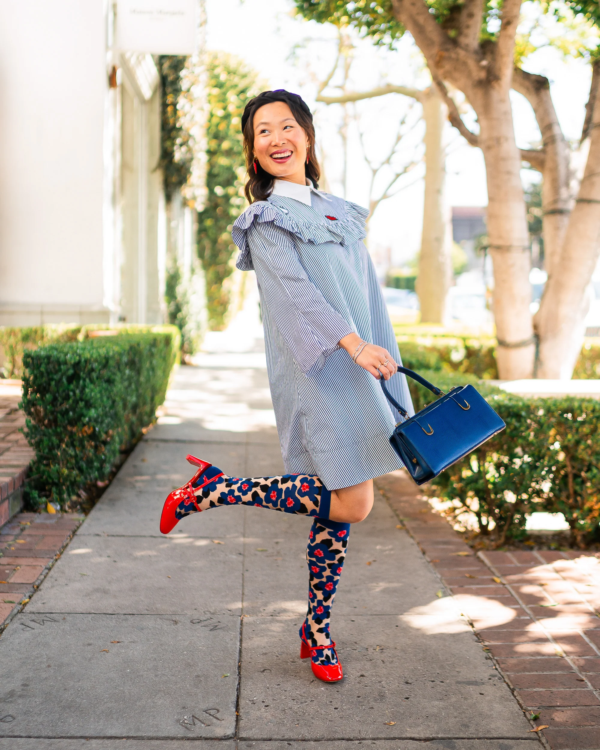 Bold Blue Sheer Knee High Sock - Image 4