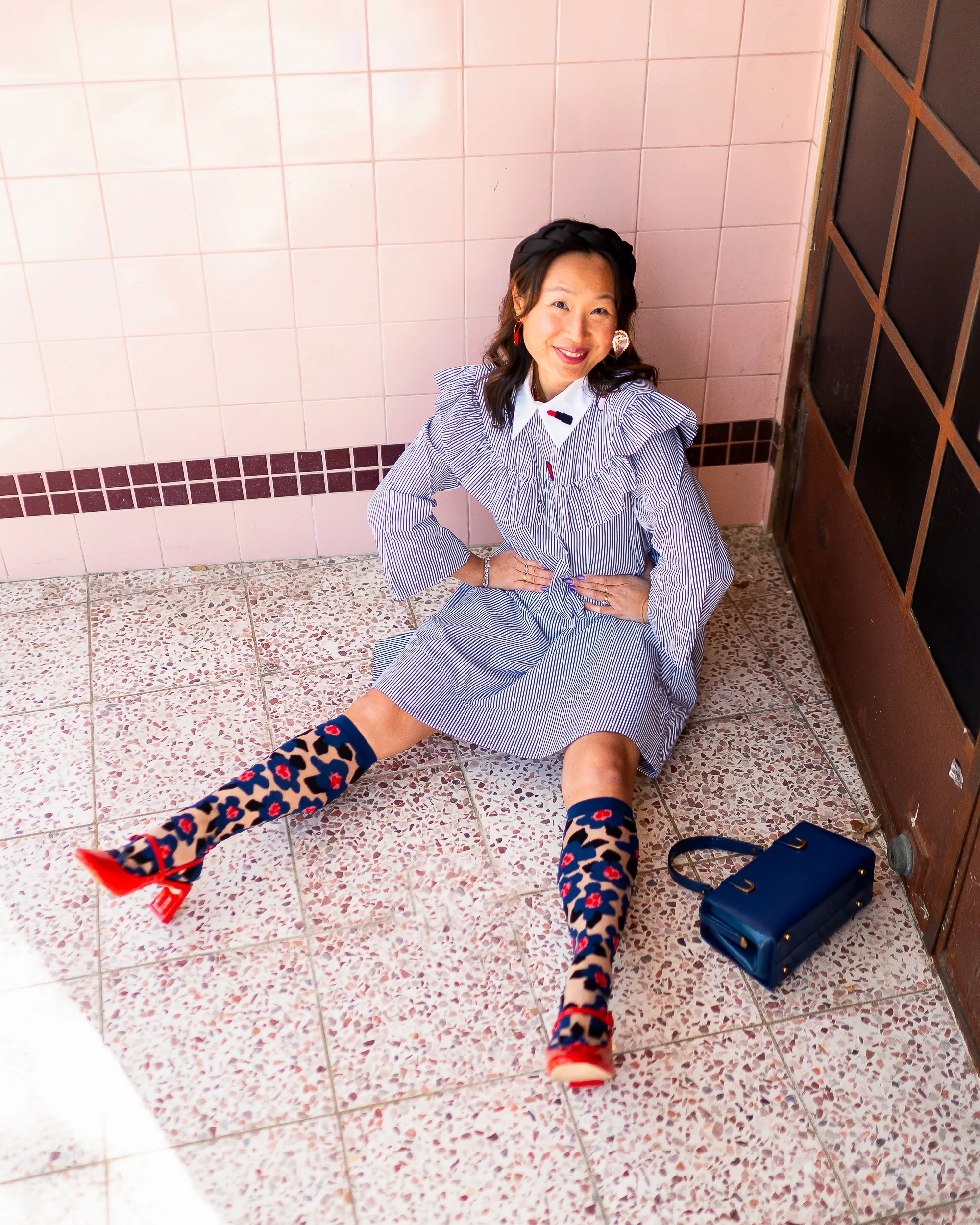 Bold Blue Sheer Knee High Sock - Image 6