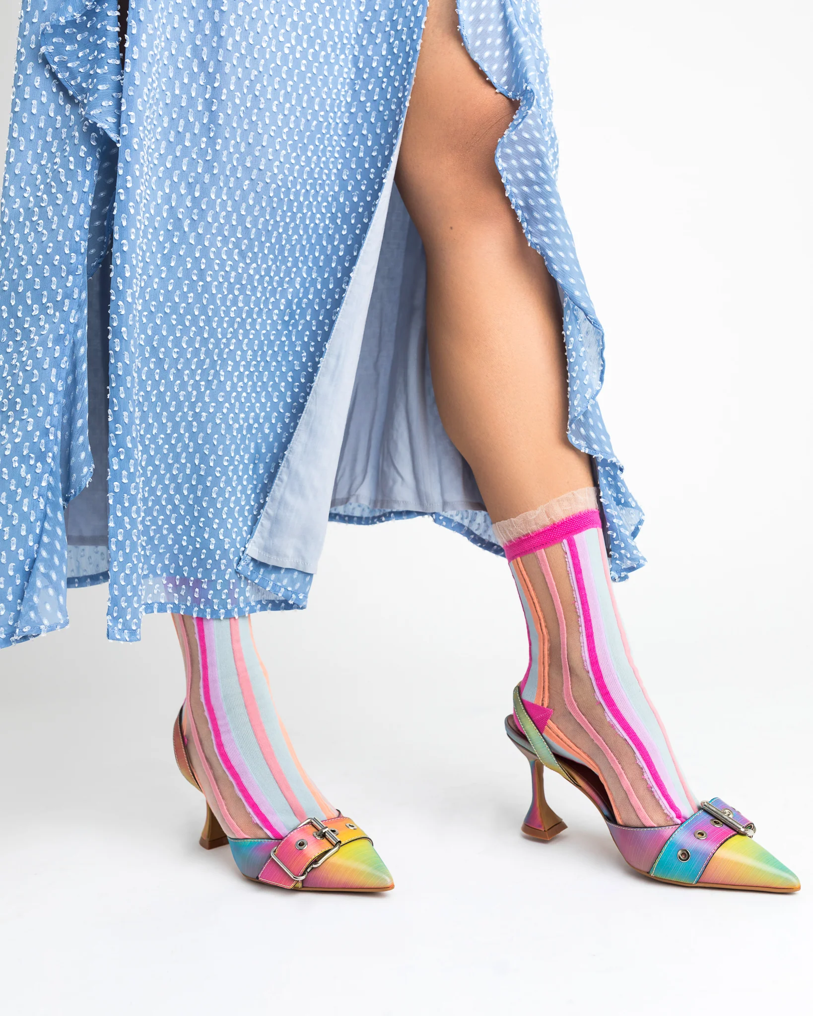 Candy Stripe Ruffle Crew Sock - Image 10