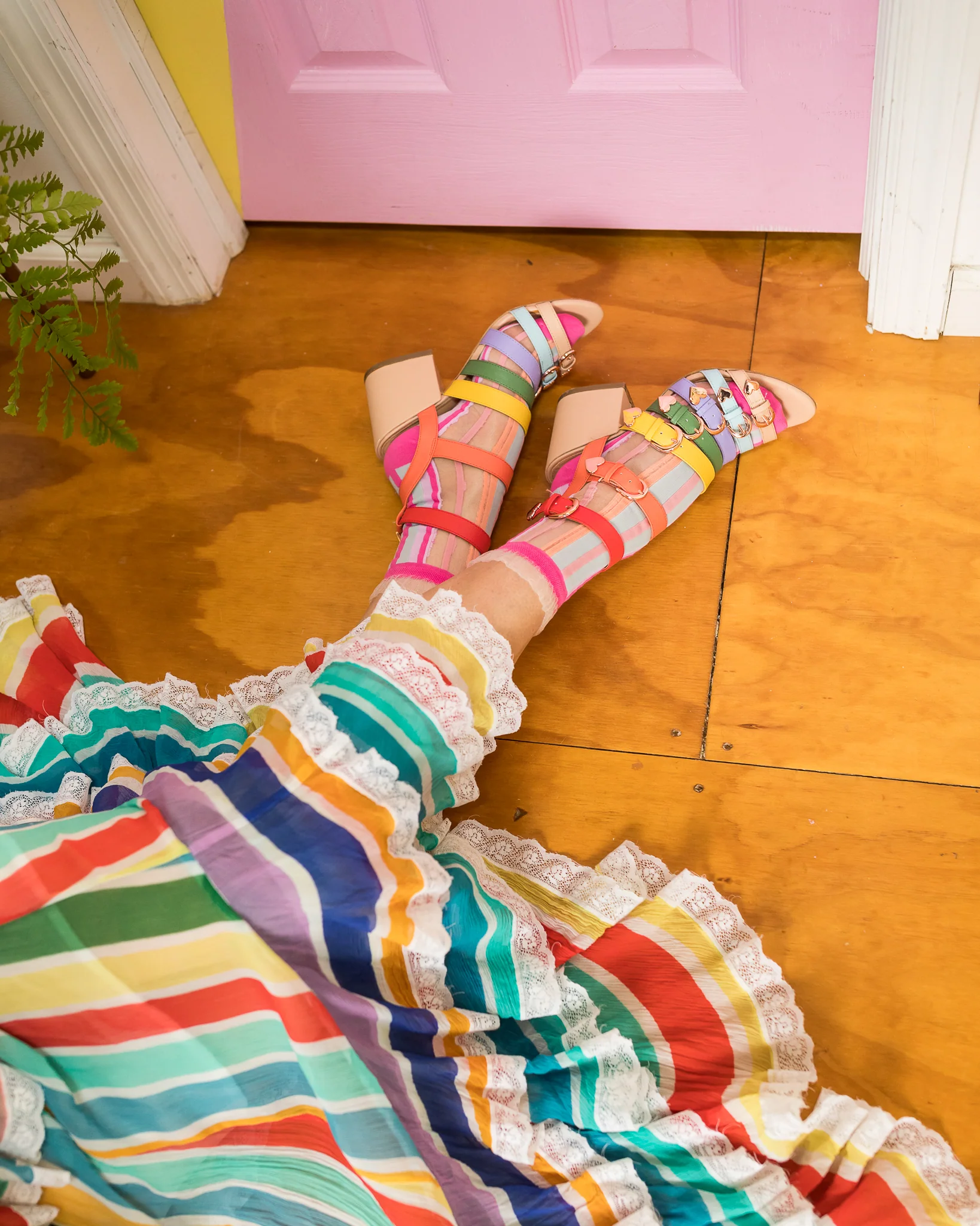Candy Stripe Ruffle Crew Sock - Image 5