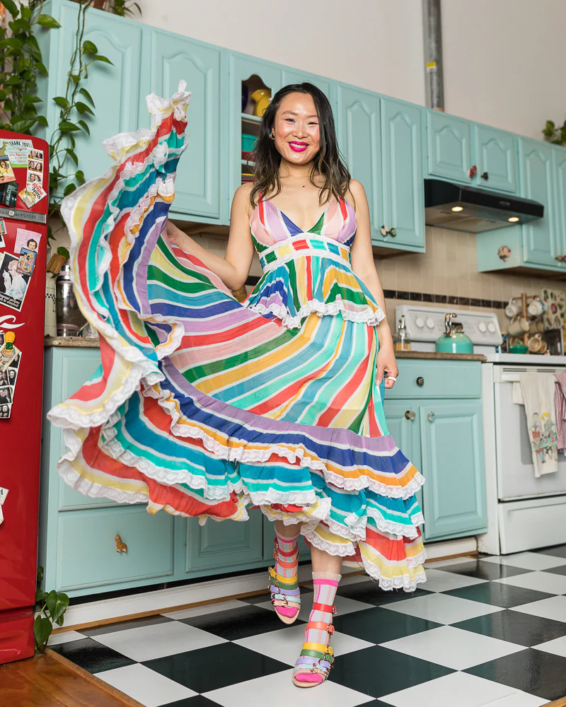 Candy Stripe Ruffle Crew Sock - Image 6