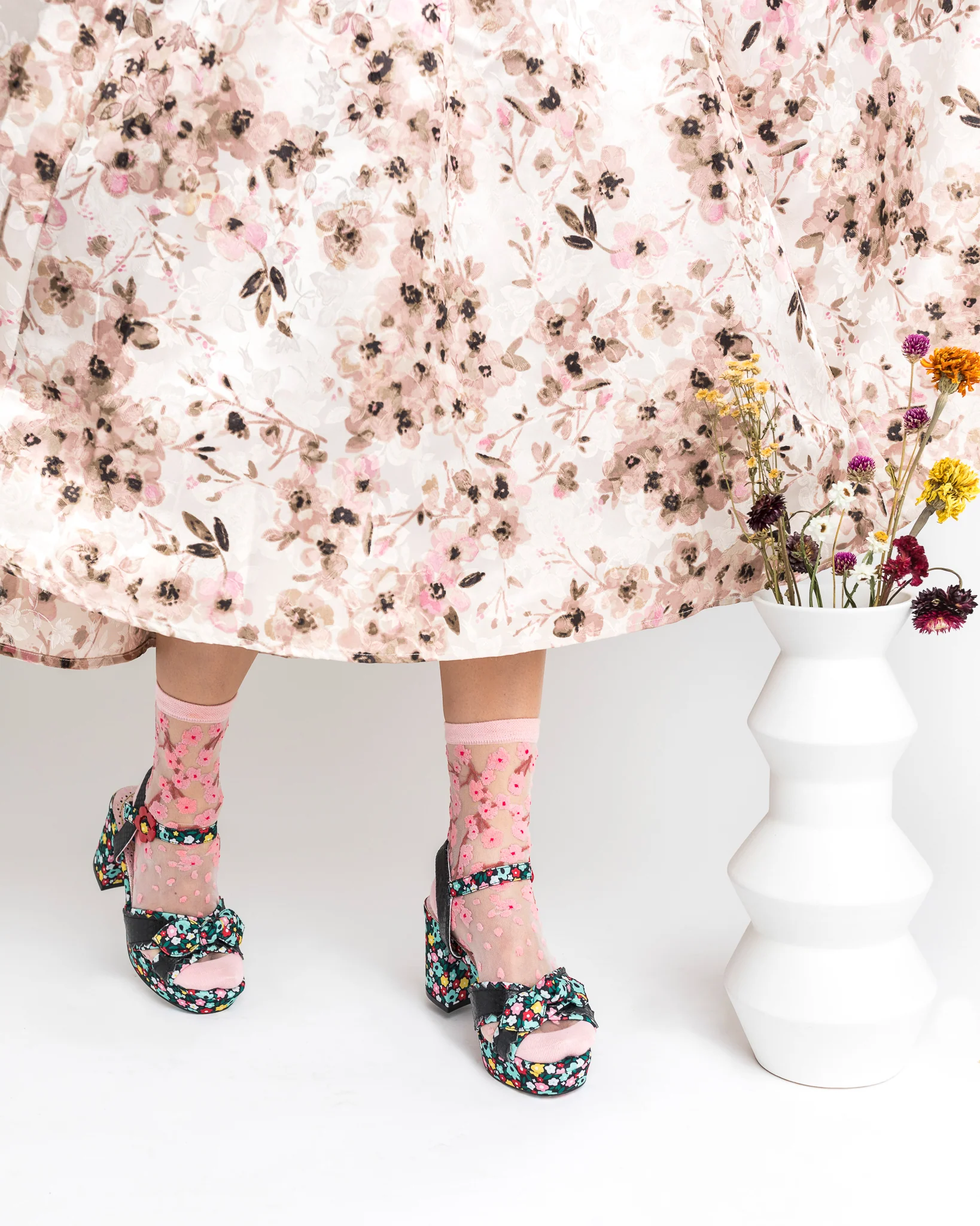 Cherry Blossom Sheer Crew Sock - Image 3