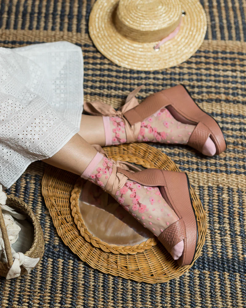 Cherry Blossom Sheer Crew Sock - Image 6