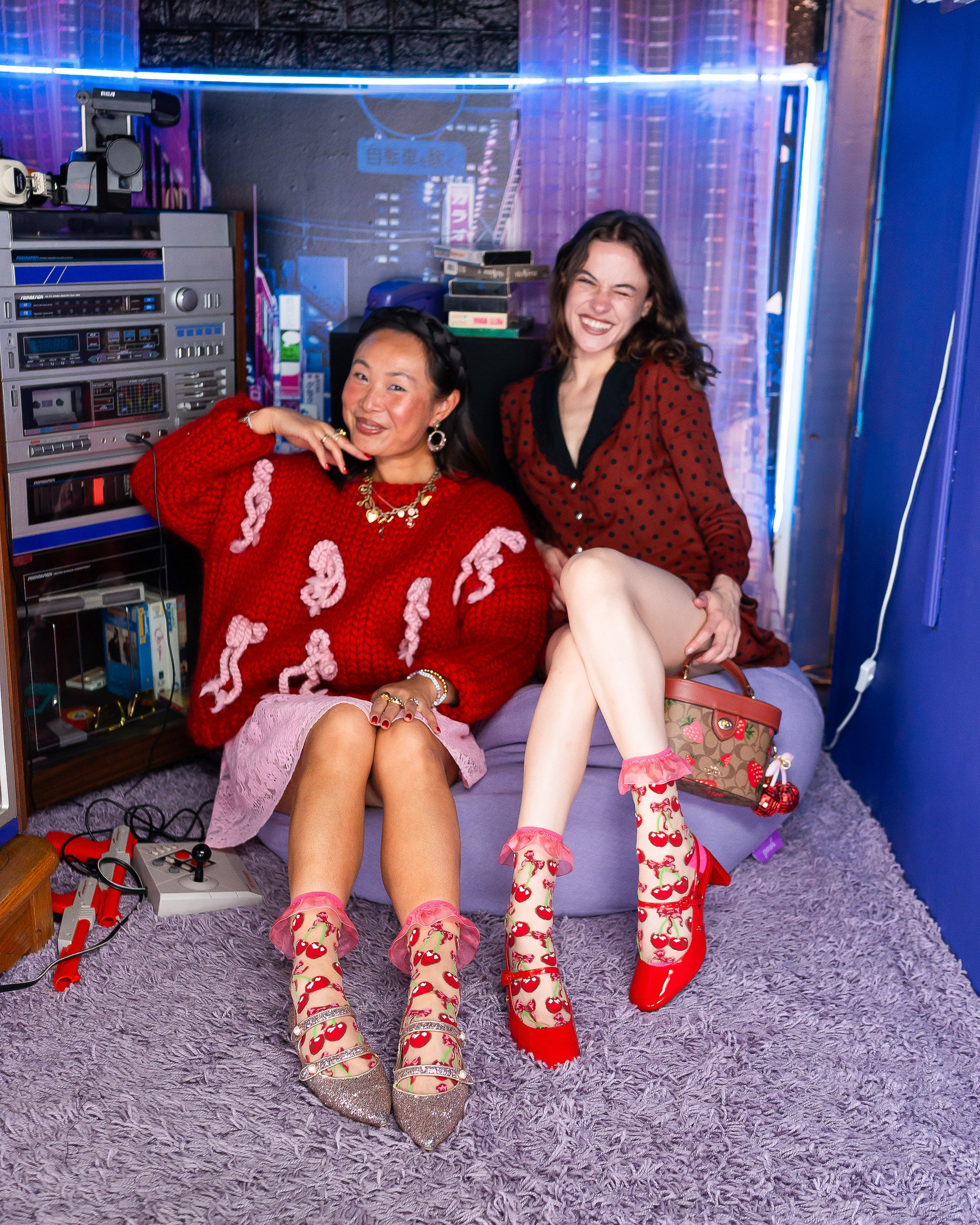 Cherry Bow Ruffle Sheer Crew Sock - Image 4