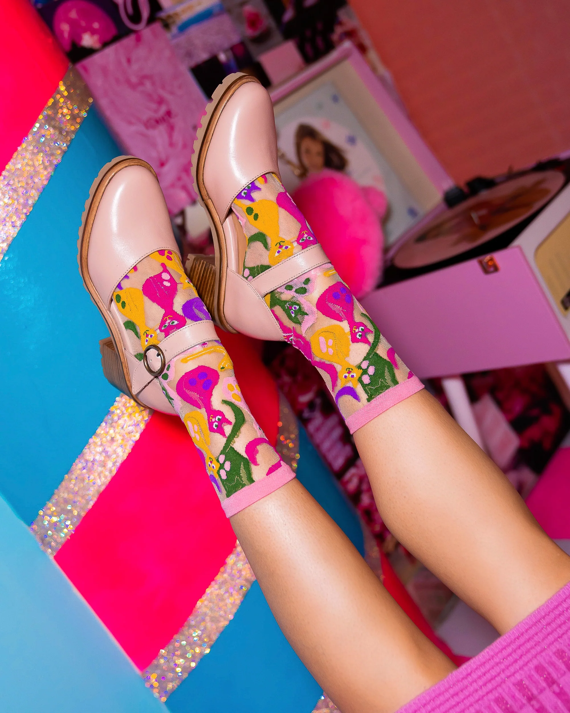 Dopamine Cats Sheer Crew Sock - Image 3