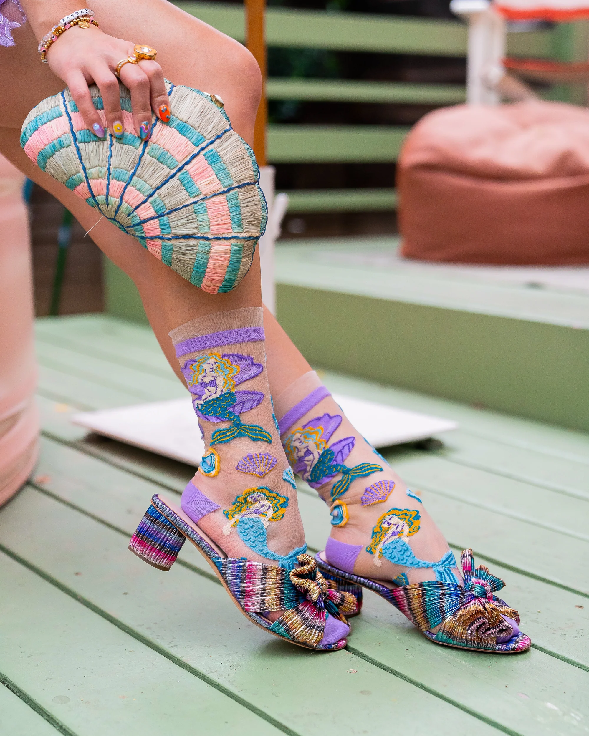 Whimsical Mermaid Ruffle Sheer Crew Sock - Image 6