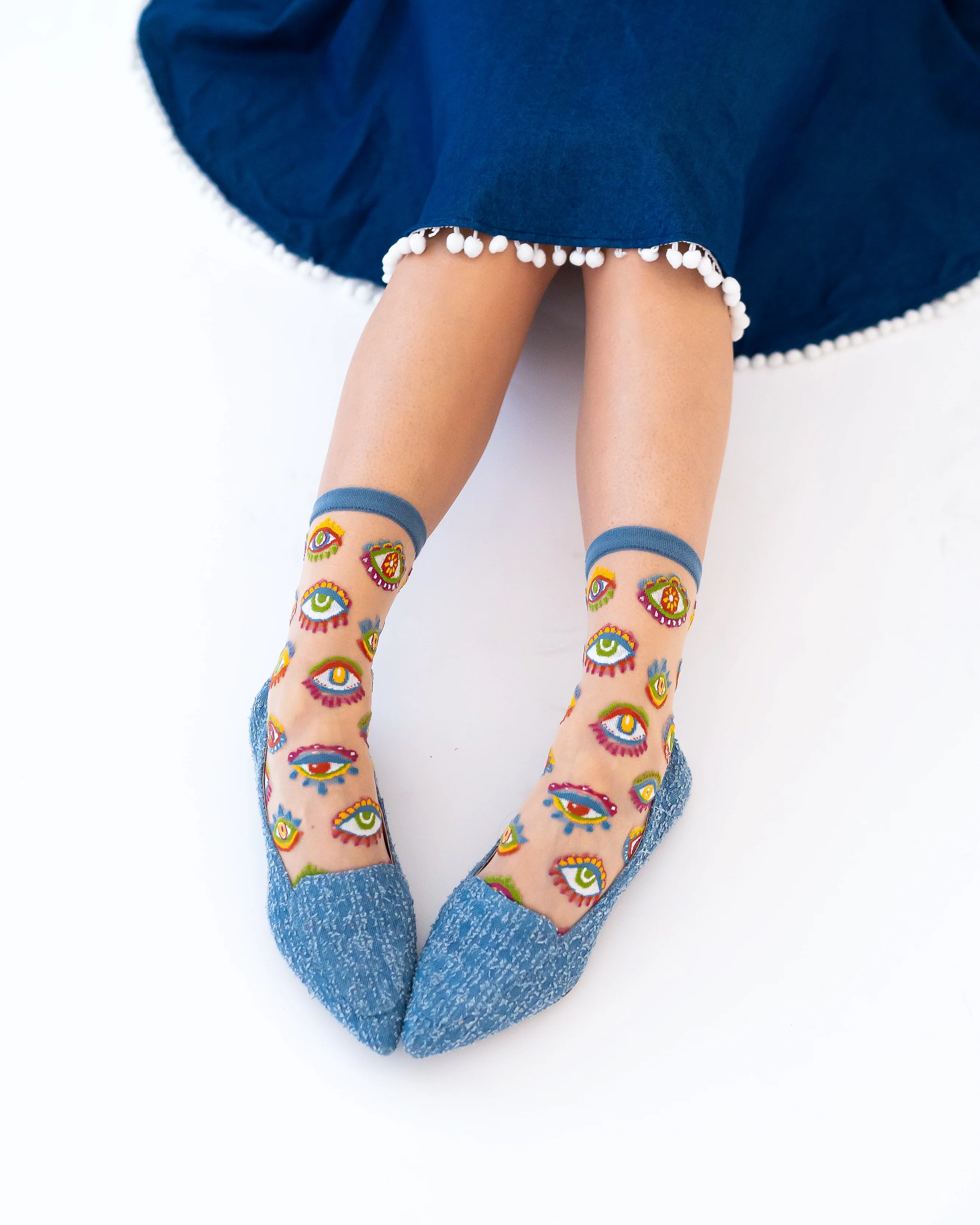 Evil Eye Sheer Crew Sock - Image 5
