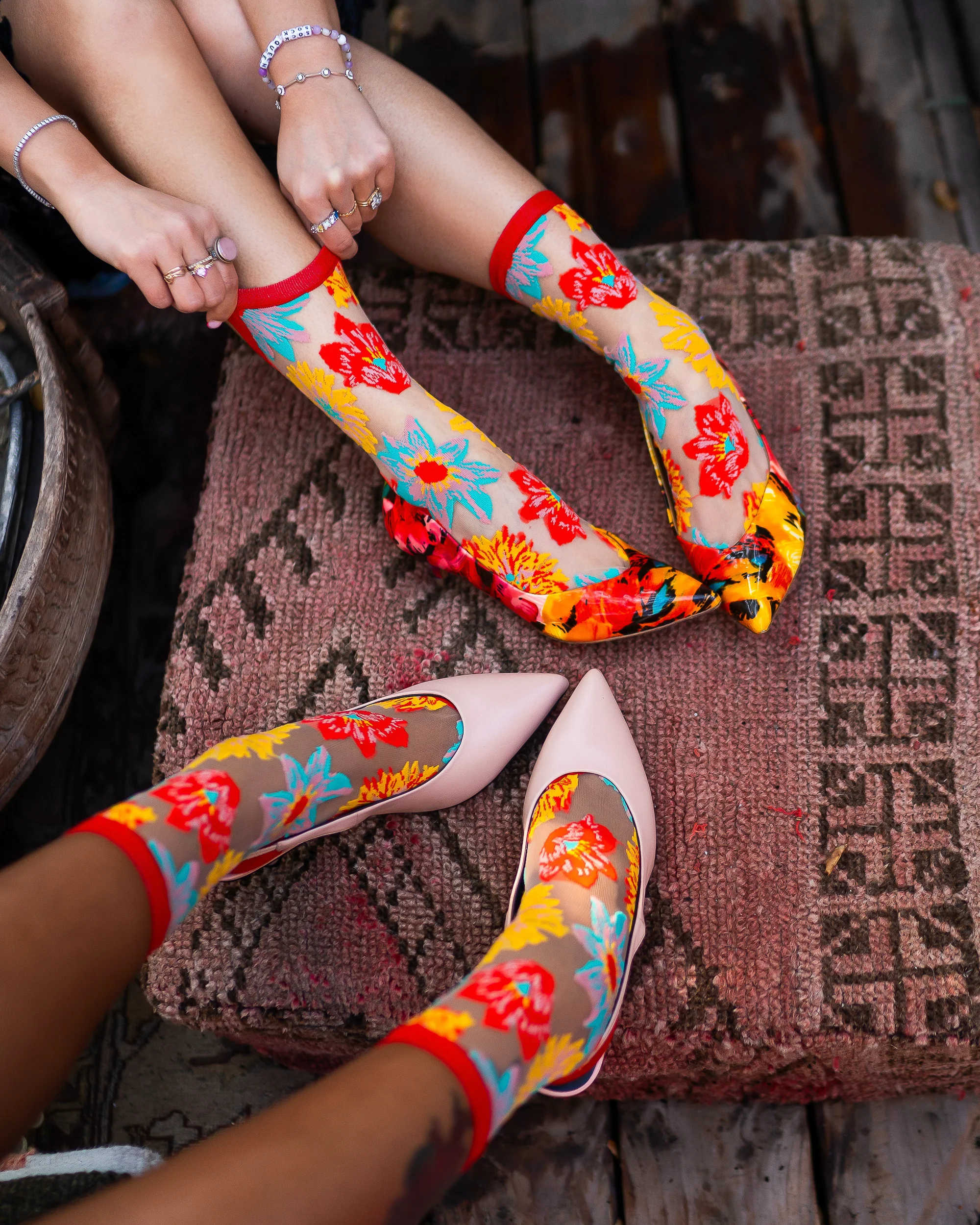 Flower Power Sheer Crew Sock - Image 5