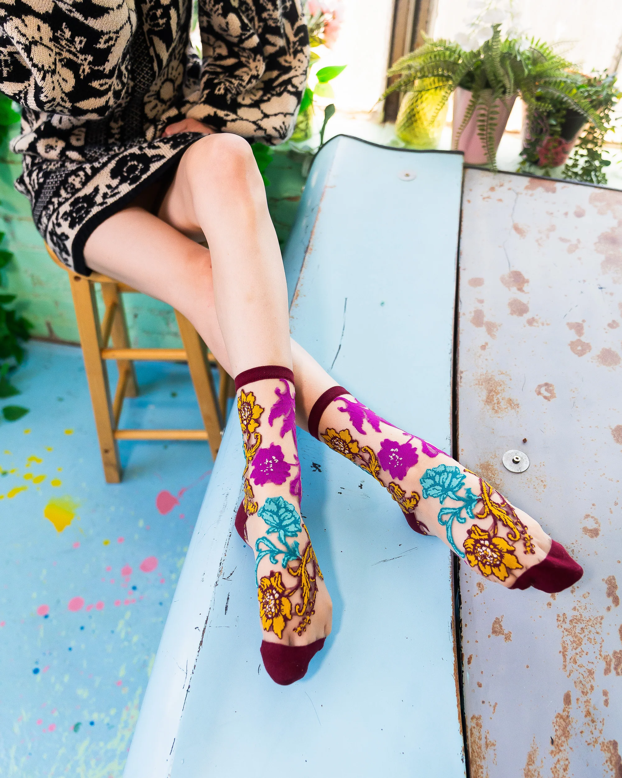 Gem Garden Sheer Crew Sock - Image 3