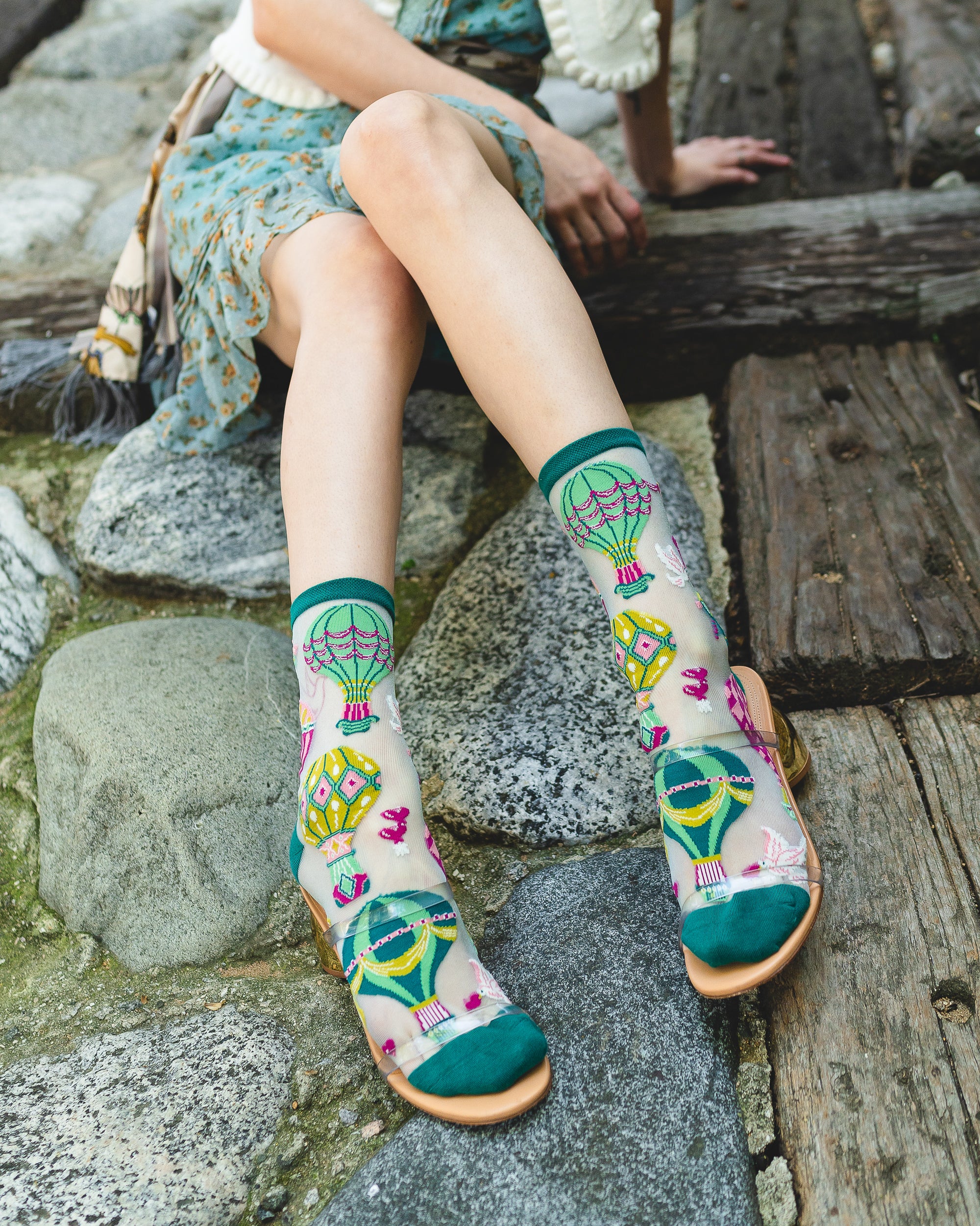 Hot Air Balloon Shimmer Sheer Crew Sock - Image 8