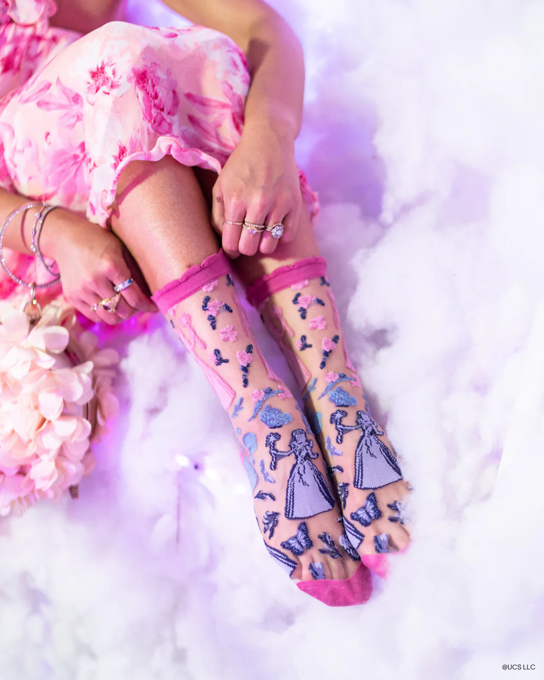Wicked Glinda Silhouette Ruffle Sheer Crew Sock - Image 3