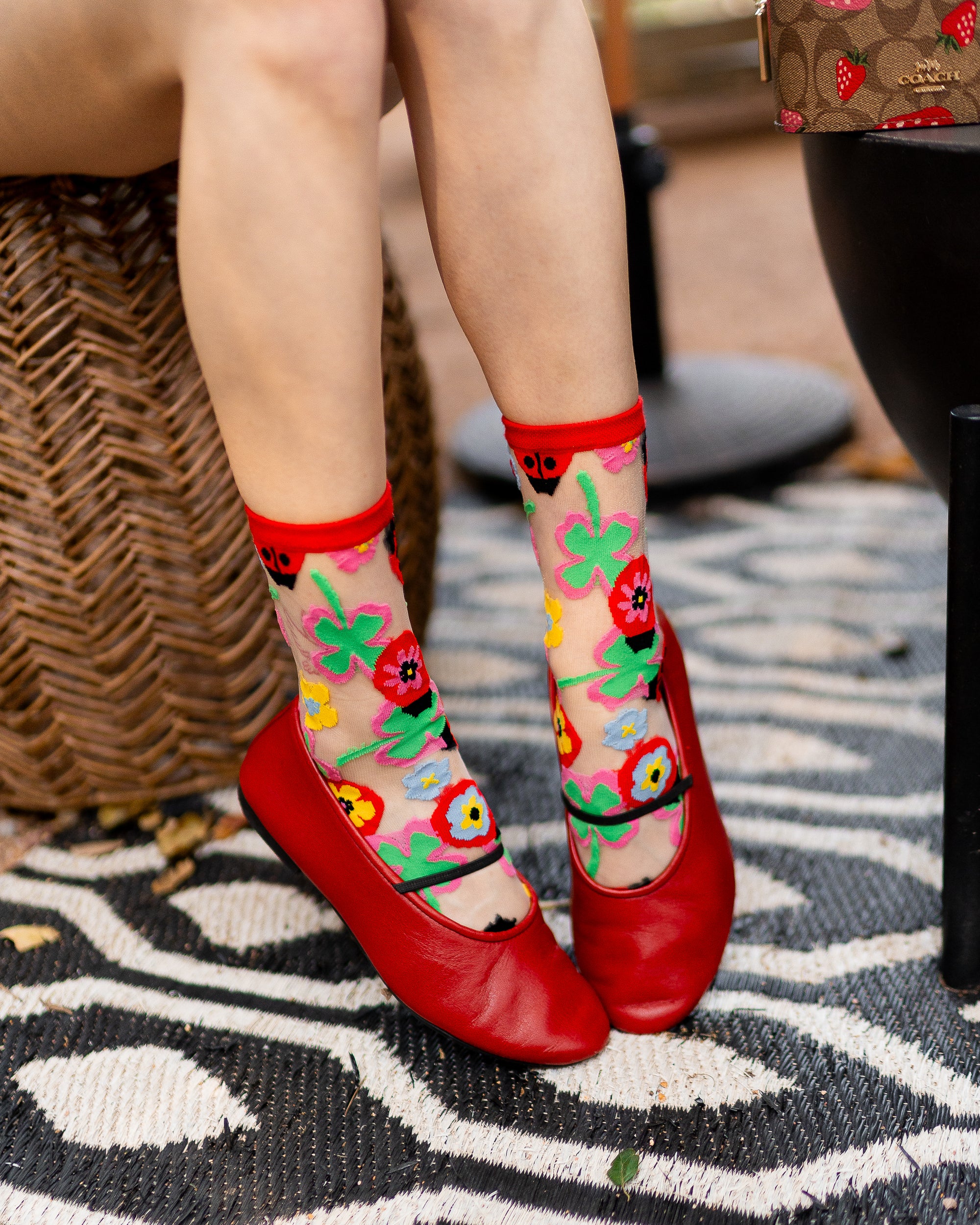 Lucky Ladybug Sheer Crew Sock - Image 12