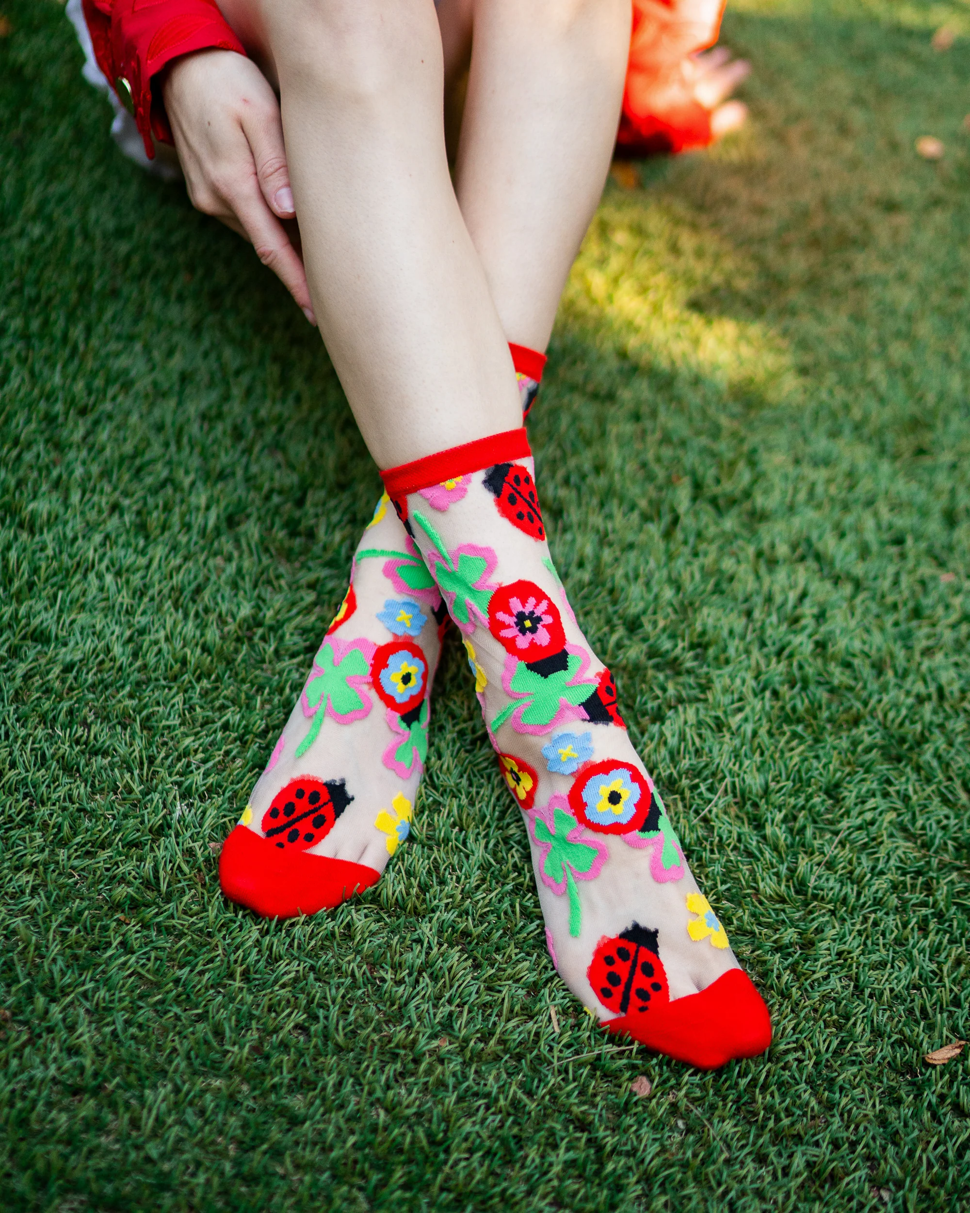 Lucky Ladybug Sheer Crew Sock - Image 9