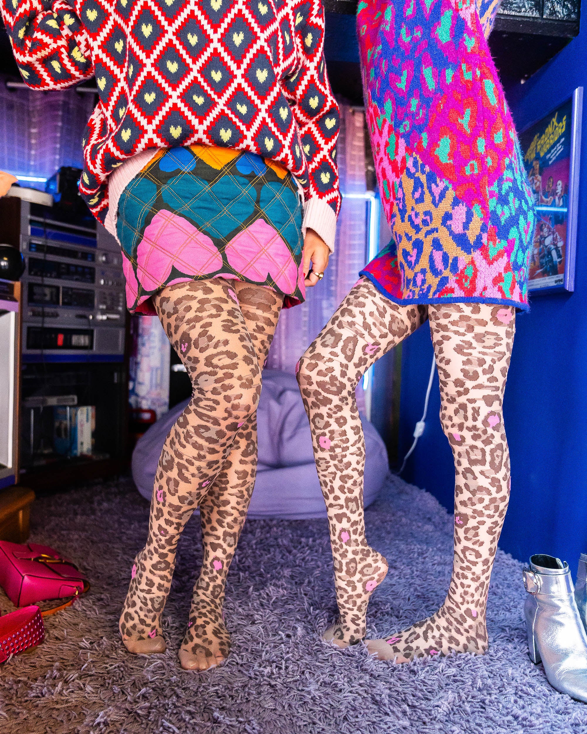 Pink Pop Leopard Print Sheer Tights - Image 3