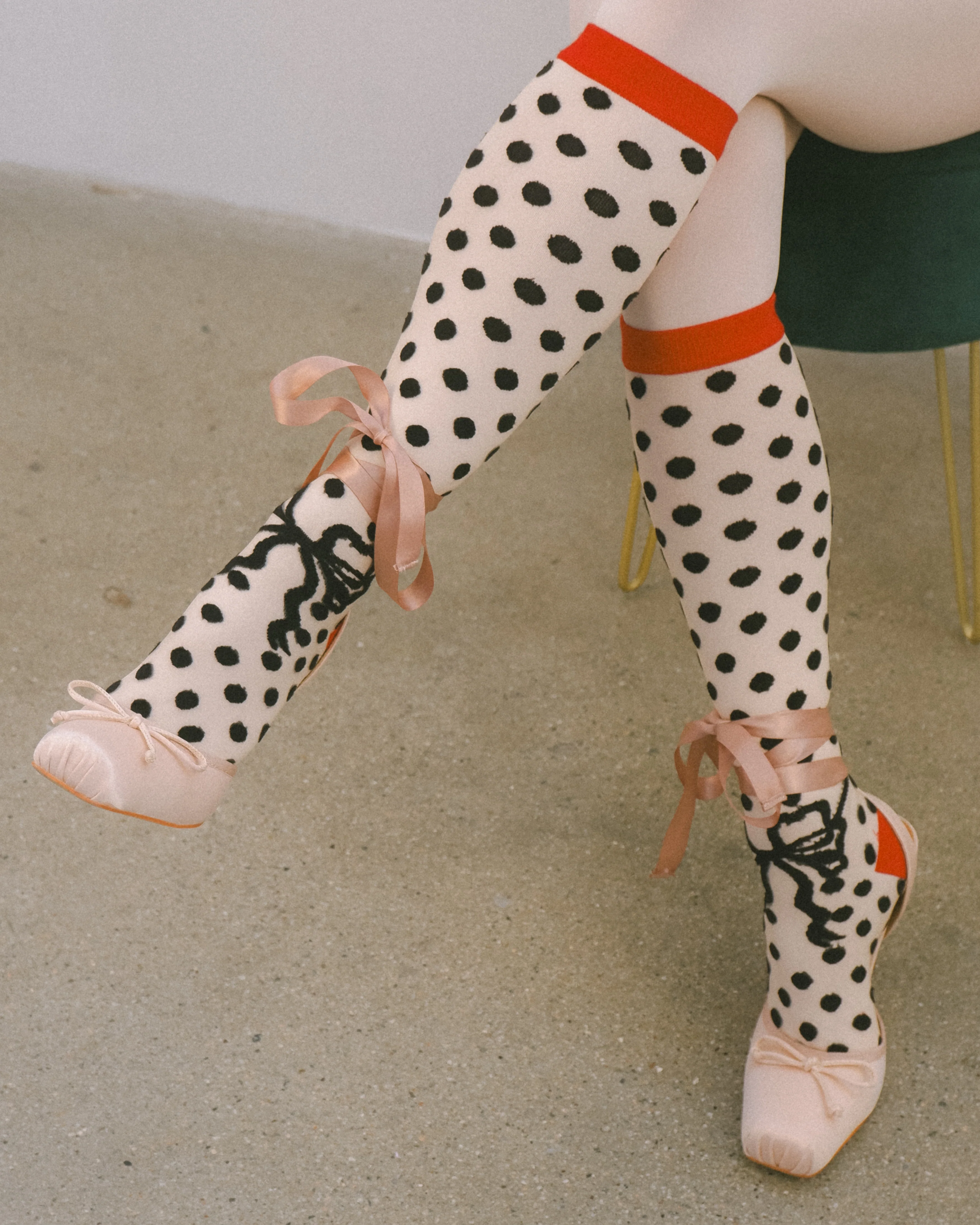 Polka Dot Bow Knee High Sheer Sock - Image 3