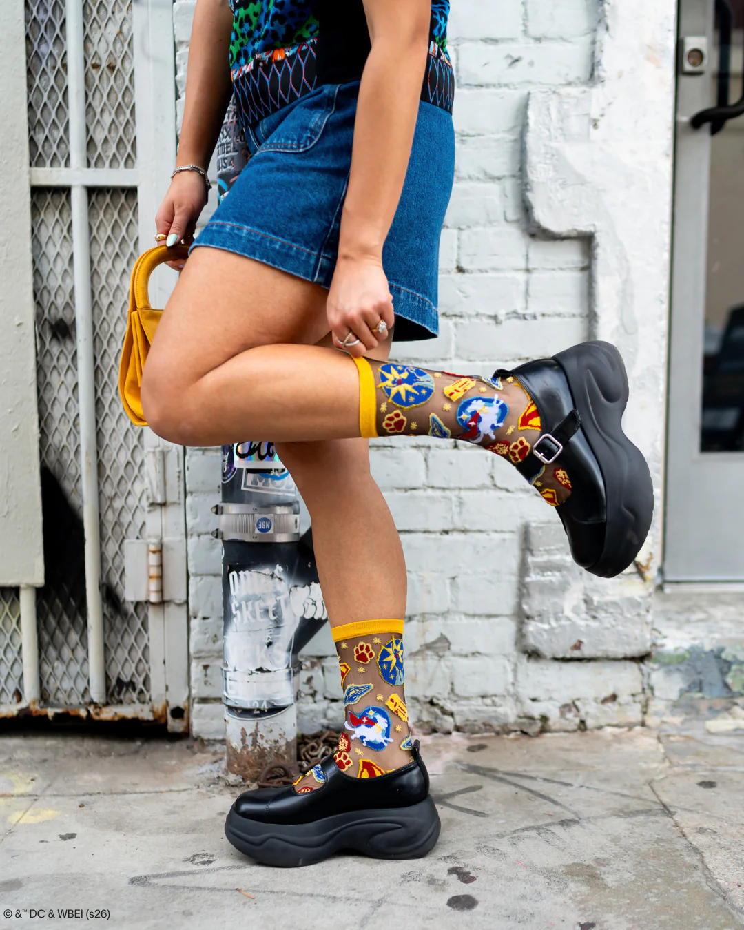 Supergirl Krypto Black Sheer Crew Sock - Image 12