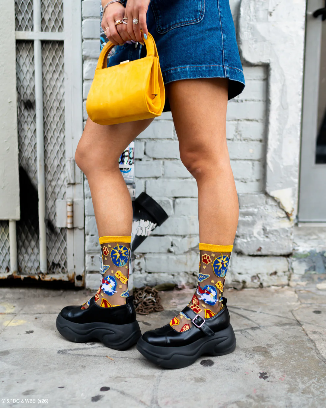 Supergirl Krypto Black Sheer Crew Sock - Image 9