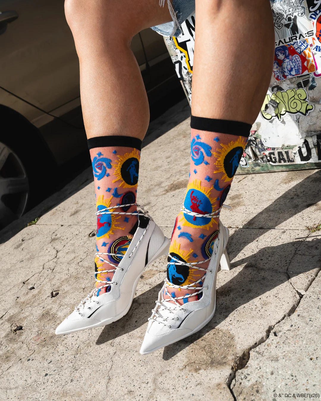 Supergirl Silhouette Shimmer Sheer Crew Sock - Image 10