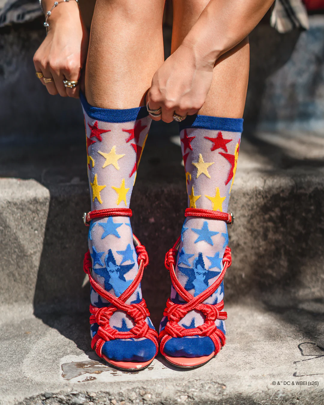 Supergirl Star Shimmer Sheer Crew Sock - Image 3