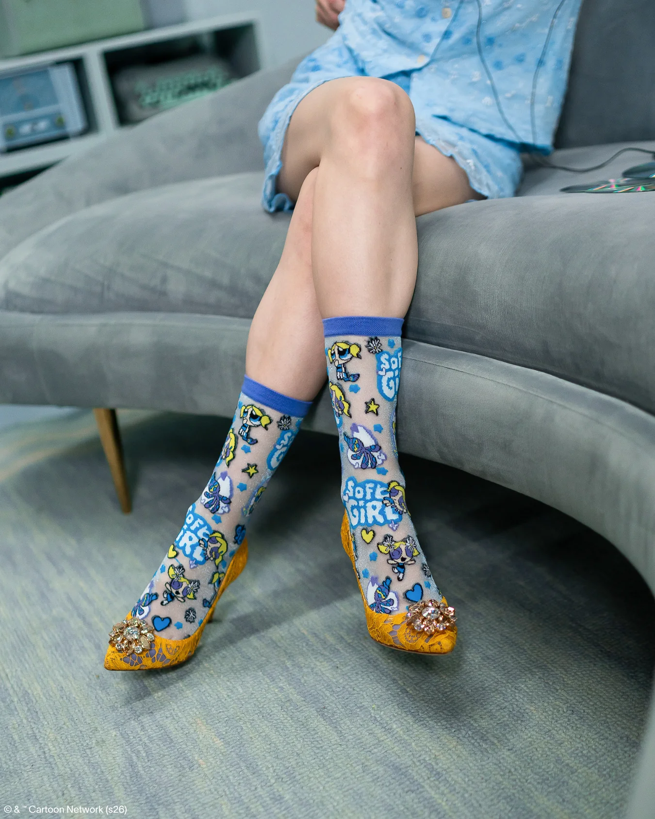 The Powerpuff Girls™ Bubbles Shimmer Sheer Crew Sock - Image 10