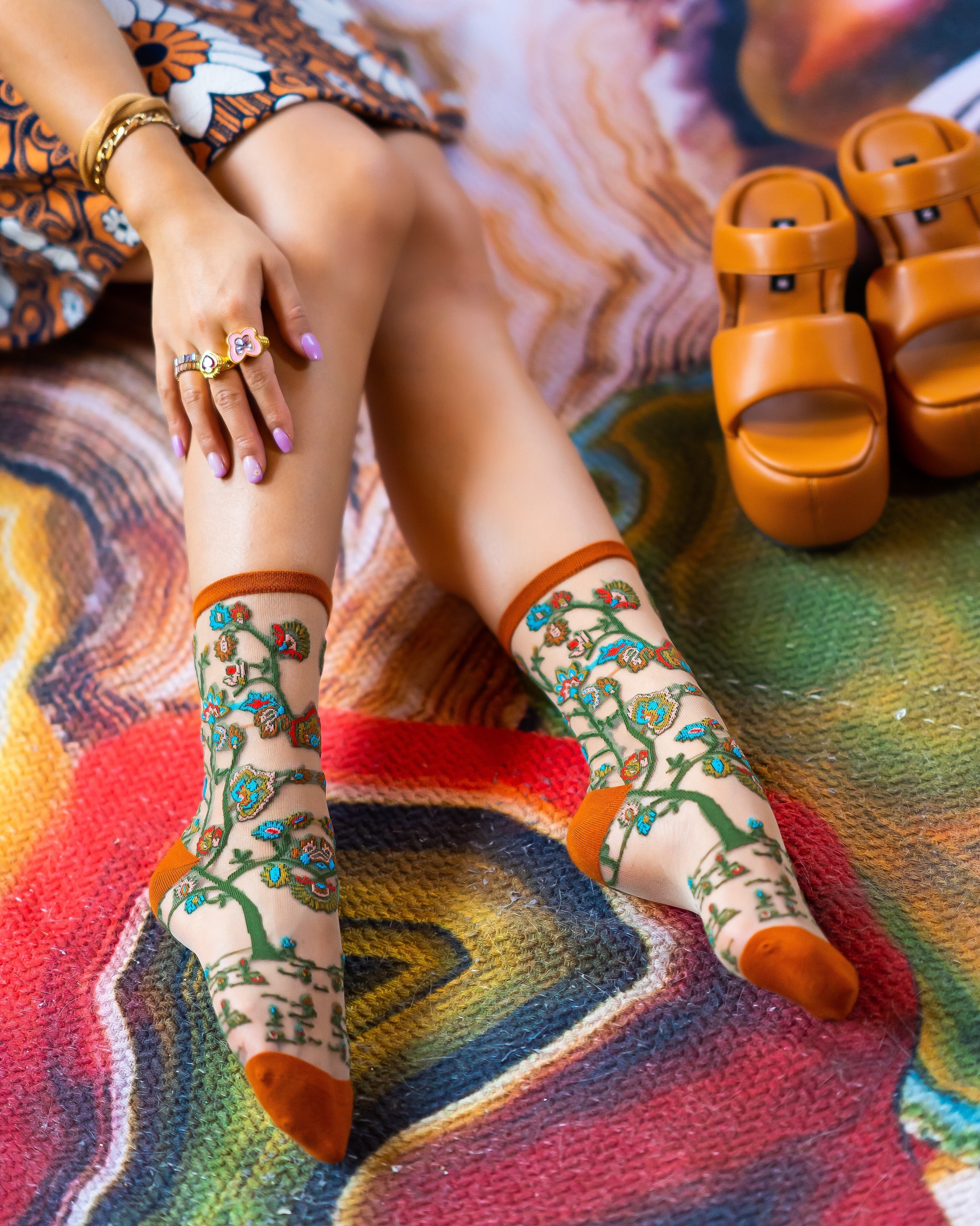 Tree of Life Sheer Crew Sock - Image 7